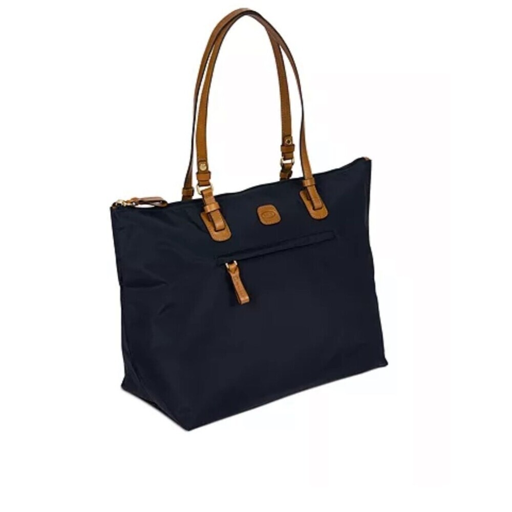 Bric's ❤️✈️X-Bag Large Sportina Shopper Navy Tote with Tan Leather Handles bag - Picture 3 of 16